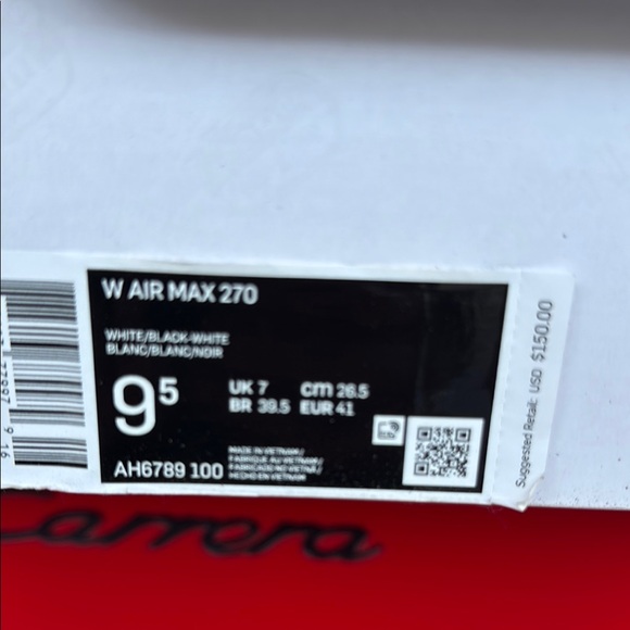 Nike Air Max 270 White and Black Sneakers - Picture 4 of 5